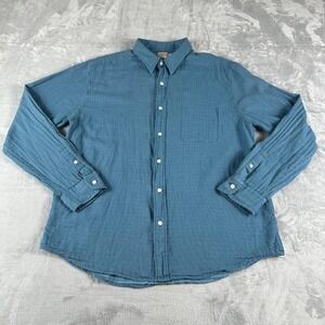 Faherty Button Up Gingham Shirt Mens Extra Large Blue Preppy Coastal Casual